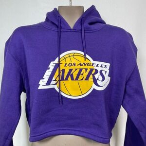 Los Angeles Lakers NBA Ultra Game Purple Cropped Hoodie Sweatshirt Womens MEDIUM